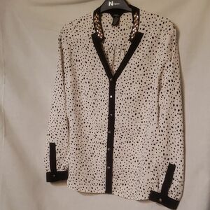 Haggar Black and White Polka Dot Blouse